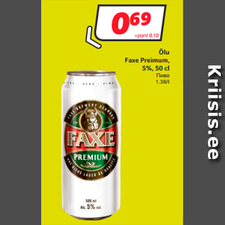 Allahindlus - Õlu Faxe Preimum, 5%, 50 c