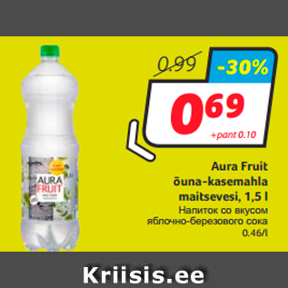 Allahindlus - Aura Fruit õuna-kasemahla maitsevesi, 1,5 l