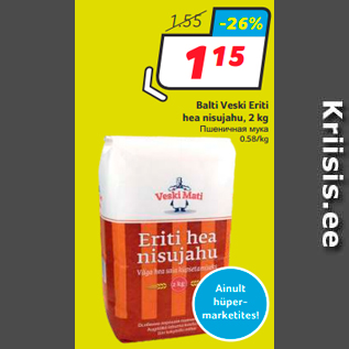 Allahindlus - Balti Veski Eriti hea nisujahu, 2 kg