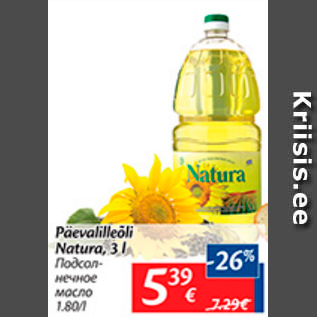 Allahindlus - Päevalilleõli Natura, 3 l