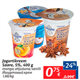 Allahindlus - Jogurtikreem Saare 5%, 400 g