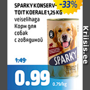 Allahindlus - SPARKY KONSERVTOIT KOERALE 1,25 KG