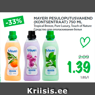 Allahindlus - MAYERI PESULOPUTUSVAHEND (KONTSENTRAAT) 750 ML