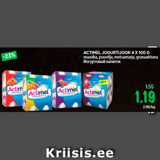 Allahindlus - ACTIMEL JOGURTIJOOK 4 X 100 G