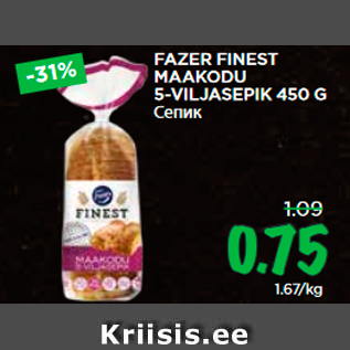 Allahindlus - FAZER FINEST MAAKODU 5-VILJASEPIK 450 G