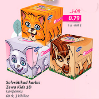 Allahindlus - Salvrätikud karbis Zewa Kids 3D