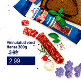 Allahindlus - Vinnutatud vorst Hansa 200 g