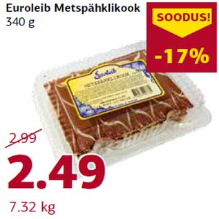 Allahindlus - Euroleib Metspähklikook 340 g