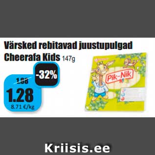 Allahindlus - Värsked rebitavad juustupulgad Cheerafa Kids147g