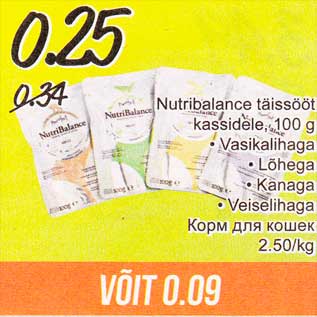 Allahindlus - Nutribalance täissööt kassidele, 100 g