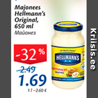 Allahindlus - Majonees Hellmann´s Original, 650 g