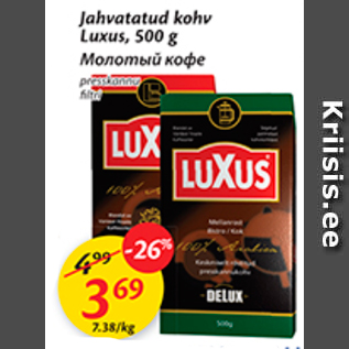 Allahindlus - Jahvatatud kohv Luxus, 500 g