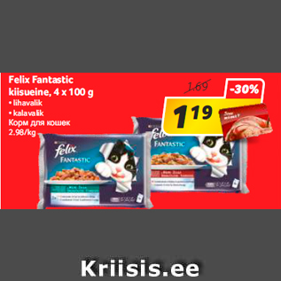 Allahindlus - Felix Fantastic kiisueine, 4 x 100 g