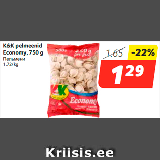 Allahindlus - K&K pelmeenid Economy, 750 g