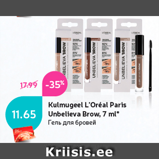 Allahindlus - Kulmugeel L’Oréal Paris Unbelieva Brow, 7 ml*