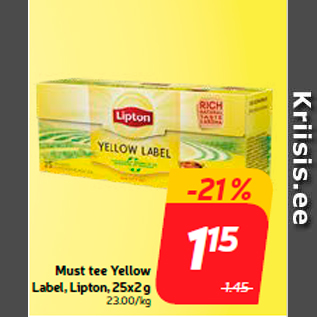 Allahindlus - Must tee Yellow Label, Lipton, 25x2 g