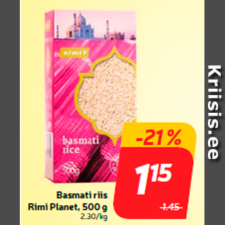 Allahindlus - Basmati riis Rimi Planet, 500 g