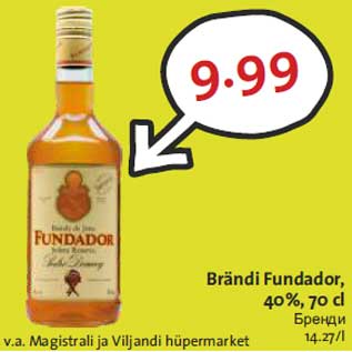 Allahindlus - Brändi Fundador, 40%, 70 cl