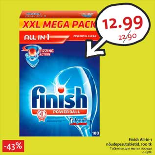 Allahindlus - Finish All-in-1 nõudepesutabletid, 100 tk