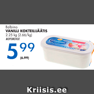 Allahindlus - Balbino VANILLI KOKTEILIJÄÄTIS 2,25 kg