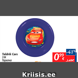 Allahindlus - Taldrik Cars 3 tk