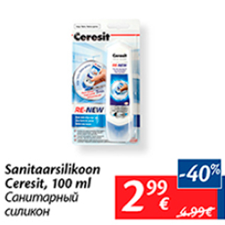 Allahindlus - Sanitaarsilikoon Ceresit, 100 ml