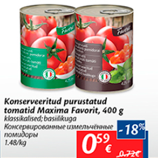 Allahindlus - Konserveeritud purustatud tomatid Maxima Favorit, 400 g