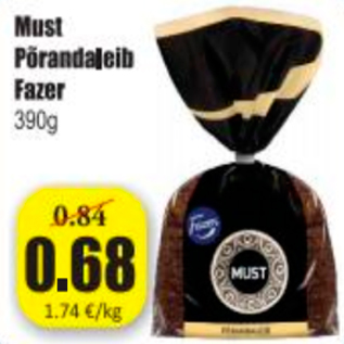 Allahindlus - Must Põrandaleib Fazer 390 g