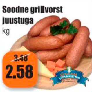 Allahindlus - Soodne grillvorst juustuga kg