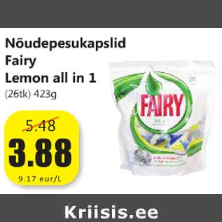 Allahindlus - Nõudepesukapslid Fairy Lemon all in 1