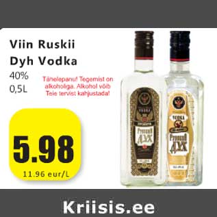 Allahindlus - Viin Ruskii Dyh Vodka