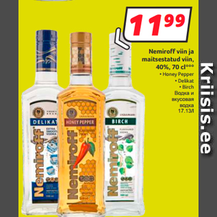 Allahindlus - Nemiroff viin ja maitsestatud viin, 40%, 70 cl***