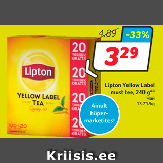 Allahindlus - Lipton Yellow Label must tee, 240 g**