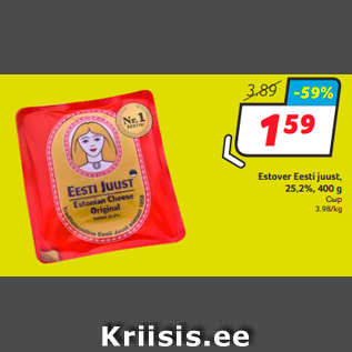 Allahindlus - Estover Eesti juust, 25,2%, 400 g