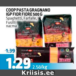 Allahindlus - COOP PASTA GRAGNATO IGP FIOR FIORE 500 G