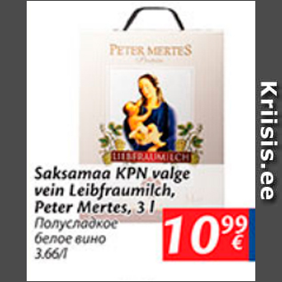 Allahindlus - Saksamaa KPN valge vein Leibfraumilch, Peter Mertes, 3 l