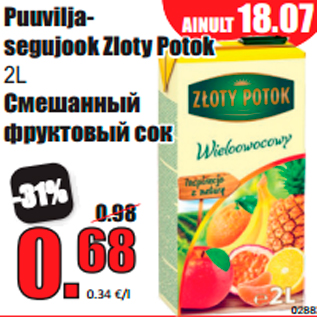 Allahindlus - Puuviljasegujook Zloty Potok 2L