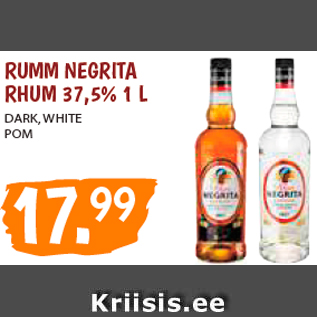 Allahindlus - RUMM NEGRITA RHUM 37,5% 1 L