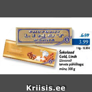 Allahindlus - Šokolaad Gold, Lindt