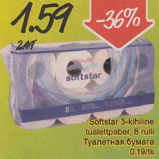 Allahindlus - Softstar 3-kihiline tualettpaber,