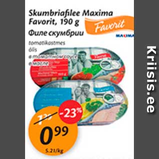 Allahindlus - Skumbriafilee Maxima Favorit, 190 g