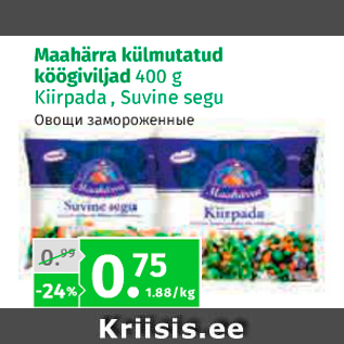 Allahindlus - Maahärra külmutatud köögiviljad 400 g