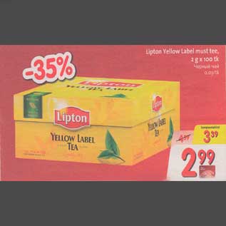 Allahindlus - Lipton Yellow Label must tee, 2g x 100 tk