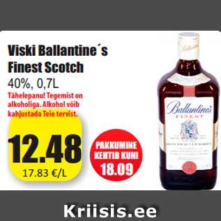 Allahindlus - Viski Ballantine´s Finest Scotch