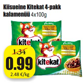 Allahindlus - Kiisueine Kitekat 4-pakk kalamenüü