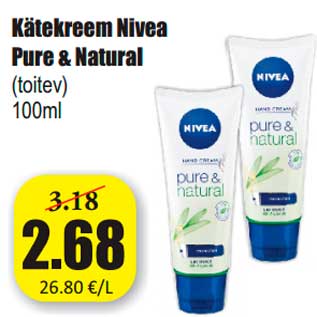 Allahindlus - Kätekreem Nivea Pure & Natural