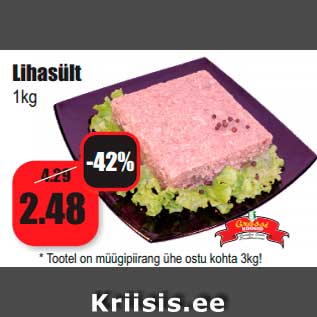 Allahindlus - Lihasült 1kg