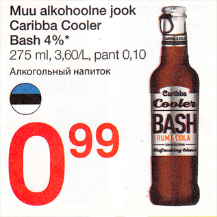 Allahindlus - Muu alkohoolne jook Caribba Cooler Bash 4%*, 275 ml