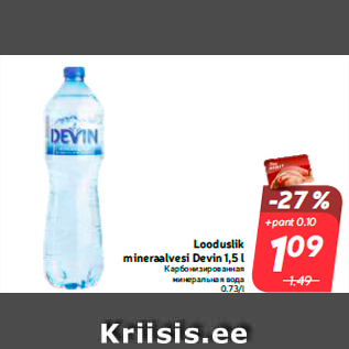 Allahindlus - Looduslik mineraalvesi Devin 1,5 l