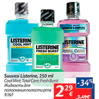 Allahindlus - Suuvesi Listerine, 250 ml